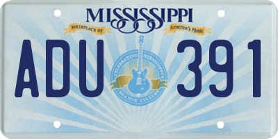 MS license plate ADU391