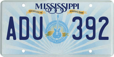 MS license plate ADU392
