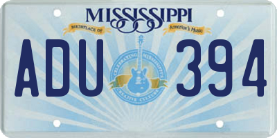 MS license plate ADU394