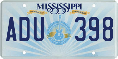 MS license plate ADU398