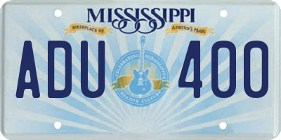 MS license plate ADU400
