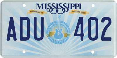 MS license plate ADU402