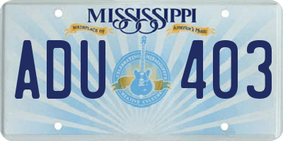 MS license plate ADU403