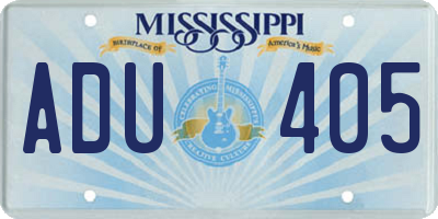 MS license plate ADU405
