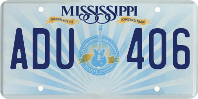 MS license plate ADU406