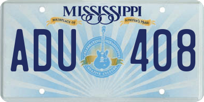 MS license plate ADU408