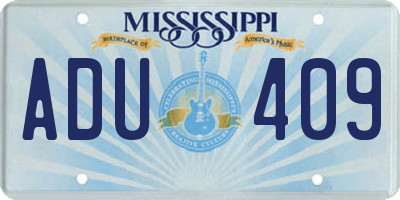 MS license plate ADU409