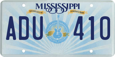 MS license plate ADU410