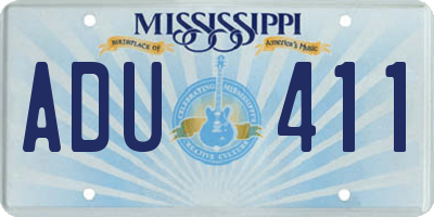 MS license plate ADU411