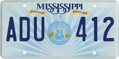 MS license plate ADU412