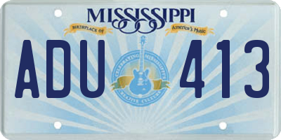 MS license plate ADU413