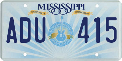MS license plate ADU415