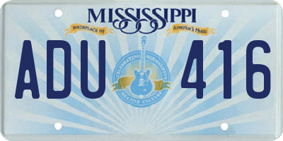 MS license plate ADU416