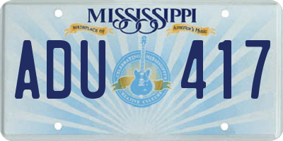 MS license plate ADU417