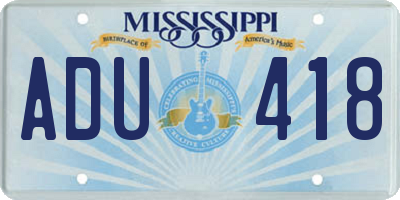 MS license plate ADU418