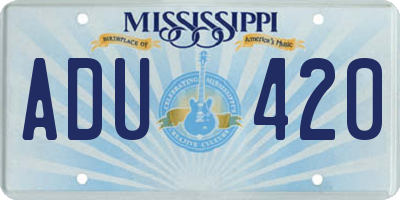 MS license plate ADU420