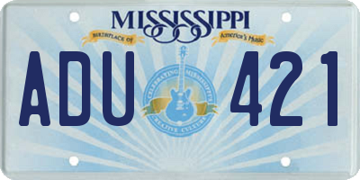 MS license plate ADU421