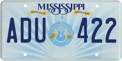 MS license plate ADU422