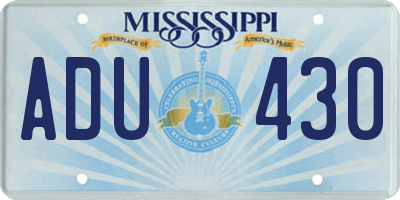 MS license plate ADU430