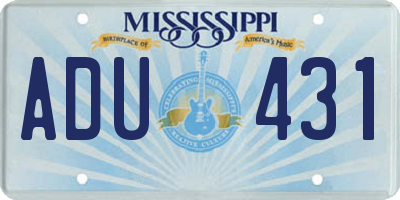 MS license plate ADU431
