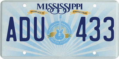 MS license plate ADU433