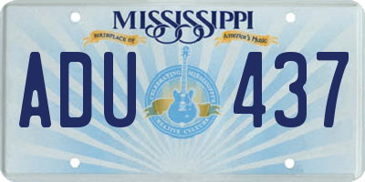 MS license plate ADU437