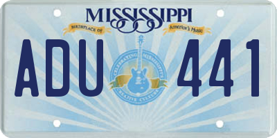 MS license plate ADU441