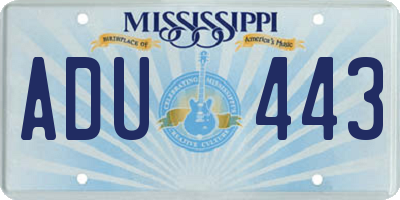 MS license plate ADU443