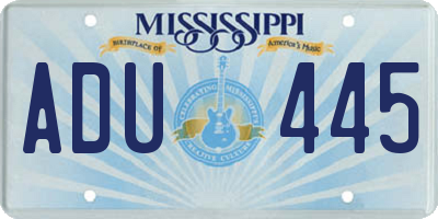 MS license plate ADU445