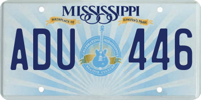 MS license plate ADU446