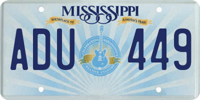 MS license plate ADU449