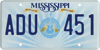 MS license plate ADU451