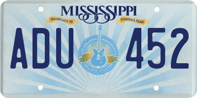 MS license plate ADU452
