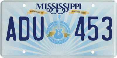 MS license plate ADU453