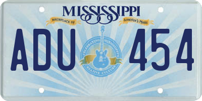 MS license plate ADU454
