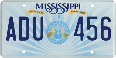 MS license plate ADU456