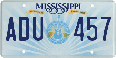 MS license plate ADU457