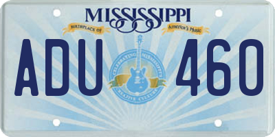 MS license plate ADU460