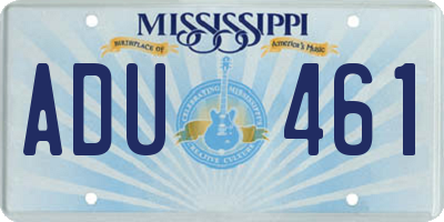 MS license plate ADU461