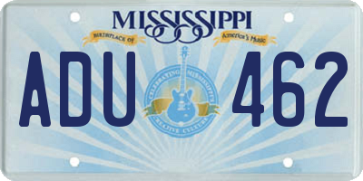 MS license plate ADU462