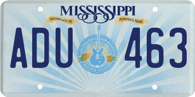 MS license plate ADU463