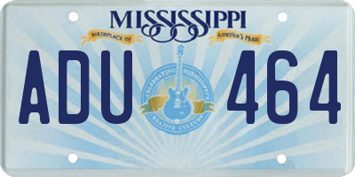 MS license plate ADU464