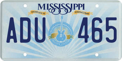 MS license plate ADU465