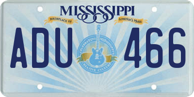 MS license plate ADU466