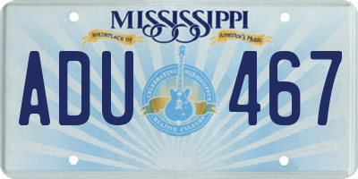 MS license plate ADU467
