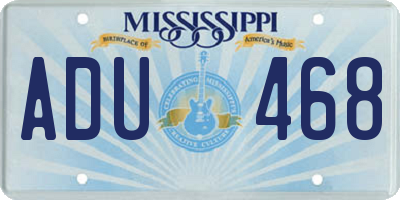 MS license plate ADU468