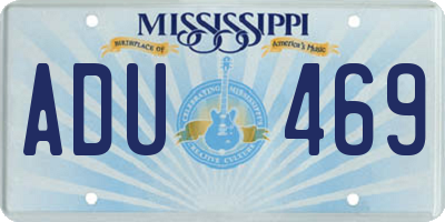 MS license plate ADU469