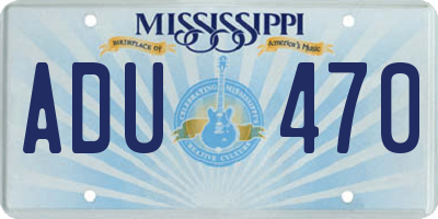 MS license plate ADU470