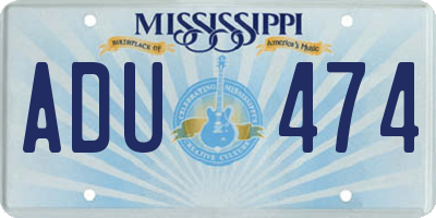 MS license plate ADU474