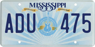 MS license plate ADU475